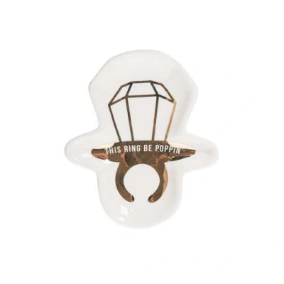 Totalee Gift This Ring Be Poppin Trinket Tray Ceramic White
