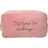 Totalee Gift Time To Makeup Large Velvet Bag Polyester Pink In Pink