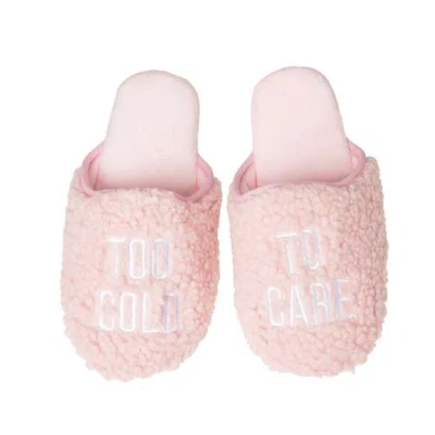 Totalee Gift Too Cold To Care Fabric Slippers Lrg/xl Polyester Pink In Multi