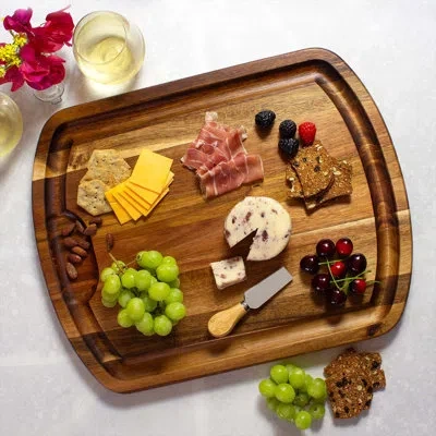 Totally Bamboo Acacia Wood Carving Board With Juice Grooves