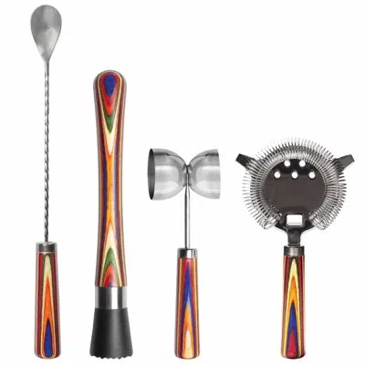 Totally Bamboo Baltique Marrakesh 4-piece Bartender Tool Set In Multicolor