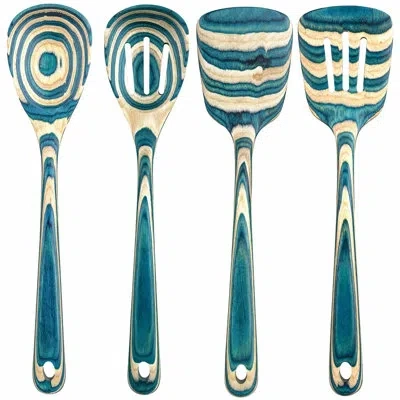 Totally Bamboo Baltique Mykonos 4-piece Layered Birch Utensil Set In Multicolor
