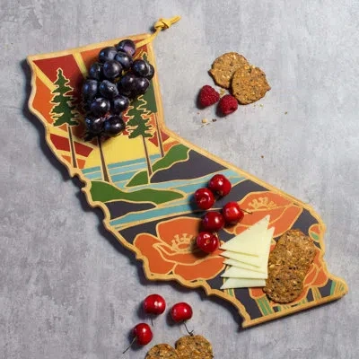 Totally Bamboo California Cutting & Serving Board With Artwork By Summer Stokes In Brown