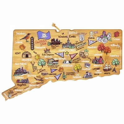 Totally Bamboo Connecticut Cutting & Serving Board With Artwork By Fish Kiss