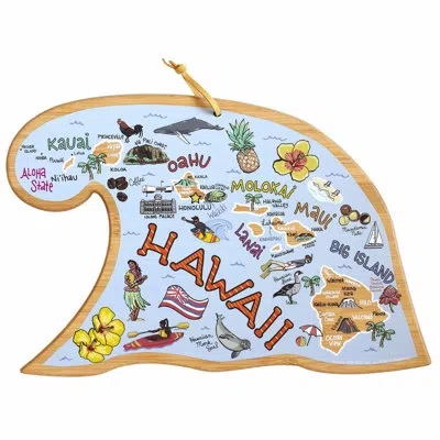 Totally Bamboo Hawaiian Islands Bamboo Cutting & Serving Board With Artwork By Fish Kiss