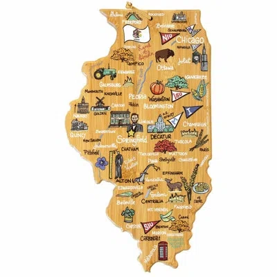 Totally Bamboo Illinois Cutting & Serving Board With Artwork By Fish Kiss
