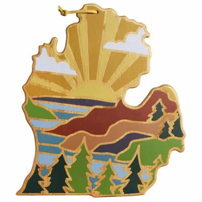 Totally Bamboo Michigan (mitten) Cutting & Serving Board With Artwork By Summer Stokes