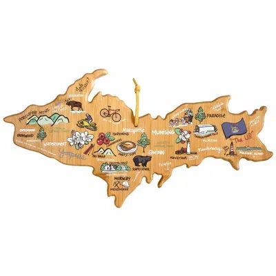 Totally Bamboo Michigan Upper Peninsula Cutting & Serving Board With Artwork By Fish Kiss