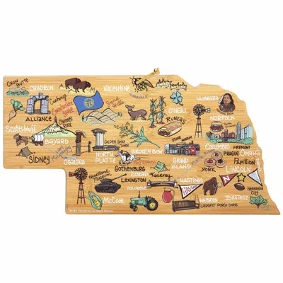 Totally Bamboo Nebraska Cutting & Serving Board With Artwork By Fish Kiss