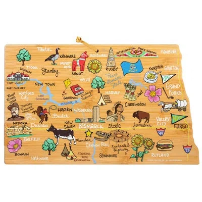 Totally Bamboo North Dakota Cutting & Serving Board With Artwork By Fish Kiss