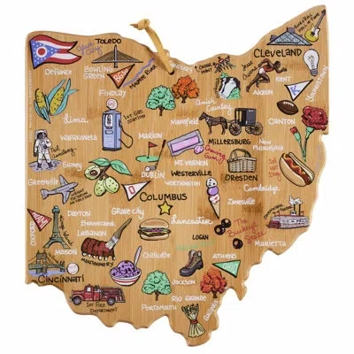 Totally Bamboo Ohio Cutting & Serving Board With Artwork By Fish Kiss