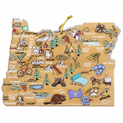 Totally Bamboo Oregon Cutting & Serving Board With Artwork By Fish Kiss