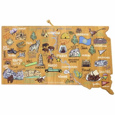 Totally Bamboo South Dakota Cutting & Serving Board With Artwork By Fish Kiss