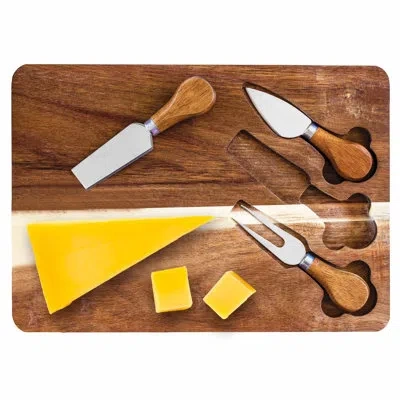 Totally Bamboo Tb Home 4-piece Acacia Wood Cheese Serving Set In Brown