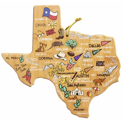 Totally Bamboo Texas Cutting & Serving Board With Artwork By Fish Kiss
