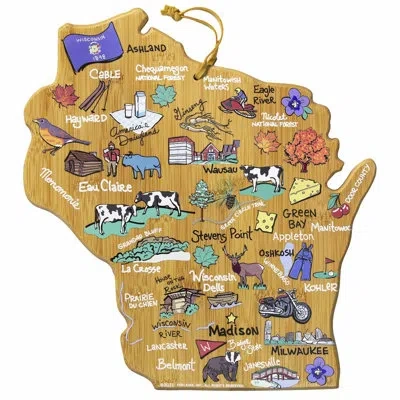 Totally Bamboo Wisconsin Cutting & Serving Board With Artwork By Fish Kiss