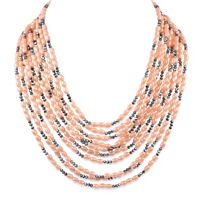 Tote London Rose Gold   Statement Gladys Layered Peach Necklace