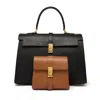 Tote London Women's Black / Brown Ethereal Double Dose Bag In Saffiano Calf Leather - Black & Brown