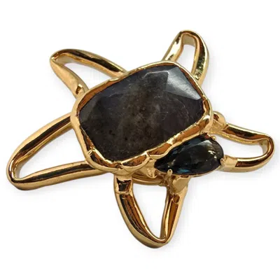 Tote London Women's Black / Gold Onyx Turtle Ring