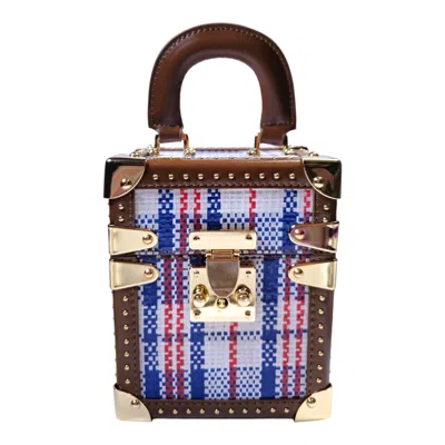 Tote London Women's Blue  Esinam Gold Mini Trunk Handbag With Gold Studs