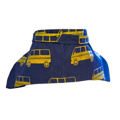 Tote London Women's Blue / Yellow Exaggerated Obi Hip Belt Idenim With Hand Applied Lagos Danfo Print In Multi