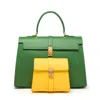 Tote London Women's Ethereal Double Dose Bag In Saffiano Calf Leather - Green & Yellow