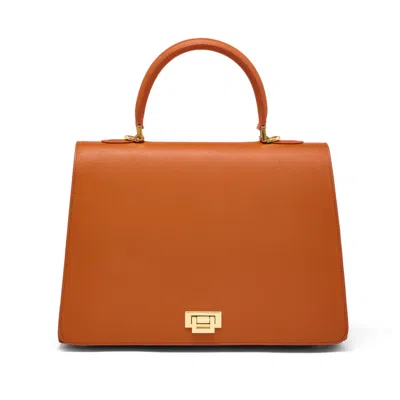 Tote London Women's Gold / Yellow / Orange Celeste Saffiano Leather Tote - Burnt Orange & Gold In Multi