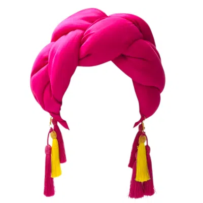 Tote London Women's Pink  Gorgeous Handmade  Sade Twist Woven Turban With Tassles
