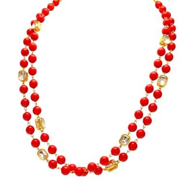Tote London Women's Red / Gold  Red Stunner Flawless Necklace In Multi