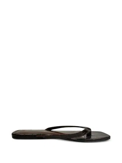 Pre-owned Totême 2020s Croc-effect Square-toe Sandals In Brown
