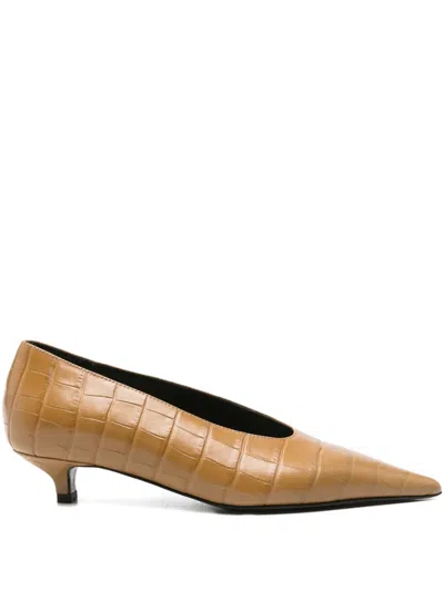 TOTÊME 20MM CROC-EMBOSSED POINTED-TOE PUMPS