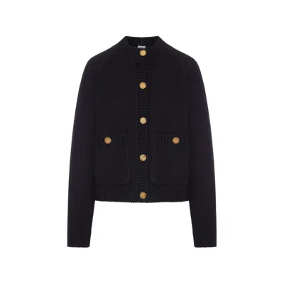 Totême Black Cotton Cardigan With Hammered-effect Buttons In Multi