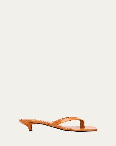 Totême 35mm Croc-embossed Leather Heeled Flip Flops In Orange