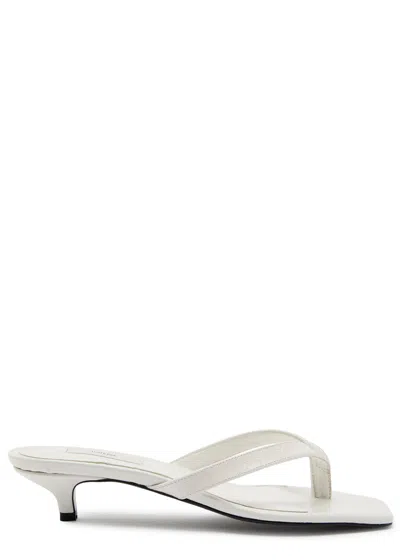 Totême Off-white Croco-embossed Leather Heeled Flip-flop Sandals