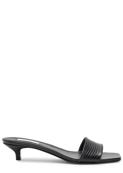Totême Toteme 40 Lizard-effect Leather Mules In Black