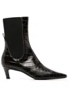 Totême Toteme Women The Mid Heel Boot Leather Boots With Croco Effect In Brown