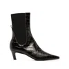 Totême Toteme Women The Mid Heel Boot Leather Boots With Croco Effect In Brown
