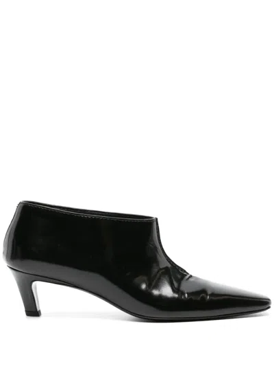 Totême The Wide Shaft Glossed-leather Ankle Boots In Black