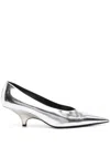 Totême Toteme Pointed Toe Metallic Faux Leather Pump In Silver