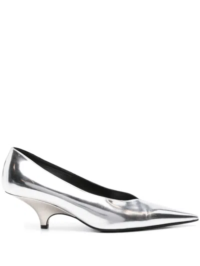 Totême Toteme Pointed Toe Metallic Faux Leather Pump In Mirror Silver
