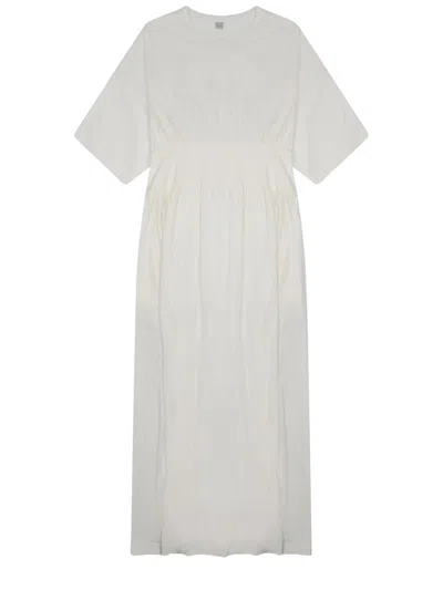 Totême Toteme Cotton-silk T-shirt Midi Dress In White