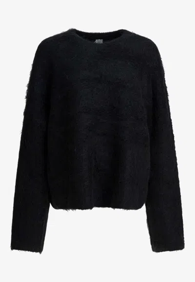 Totême All-over Fur Crewneck Sweater In Black