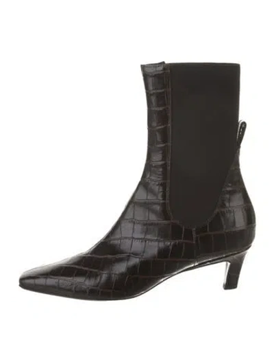 Pre-owned Totême Alligator Animal Print Chelsea Boots In Brown