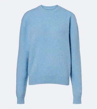 Totême Pale Blue Alpaca And Cotton Blend Knit Classic Sweater In Multi