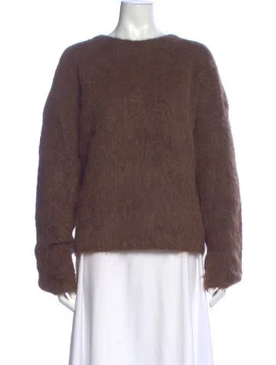 Pre-owned Totême Alpaca Bateau Neckline Sweater In Brown