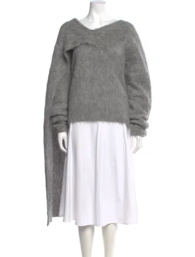 Pre-owned Totême Alpaca V-neck Sweater In Gray