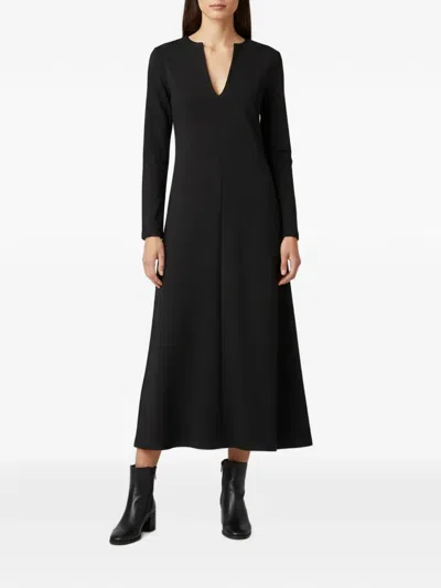 Pre-owned Totême Amaya Midi V-neck Midi Dress In Black