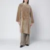Totême Amber Beige Shearling Coat In Sand