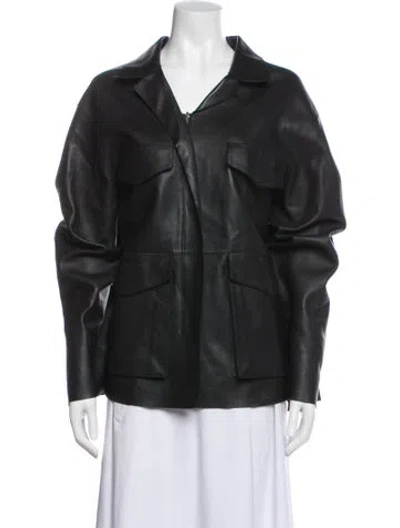 Pre-owned Totême Army Leather Jacket In Black