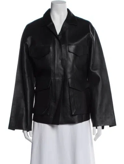 Pre-owned Totême Army Leather Jacket Lamb Leather Utility Jacket In Black